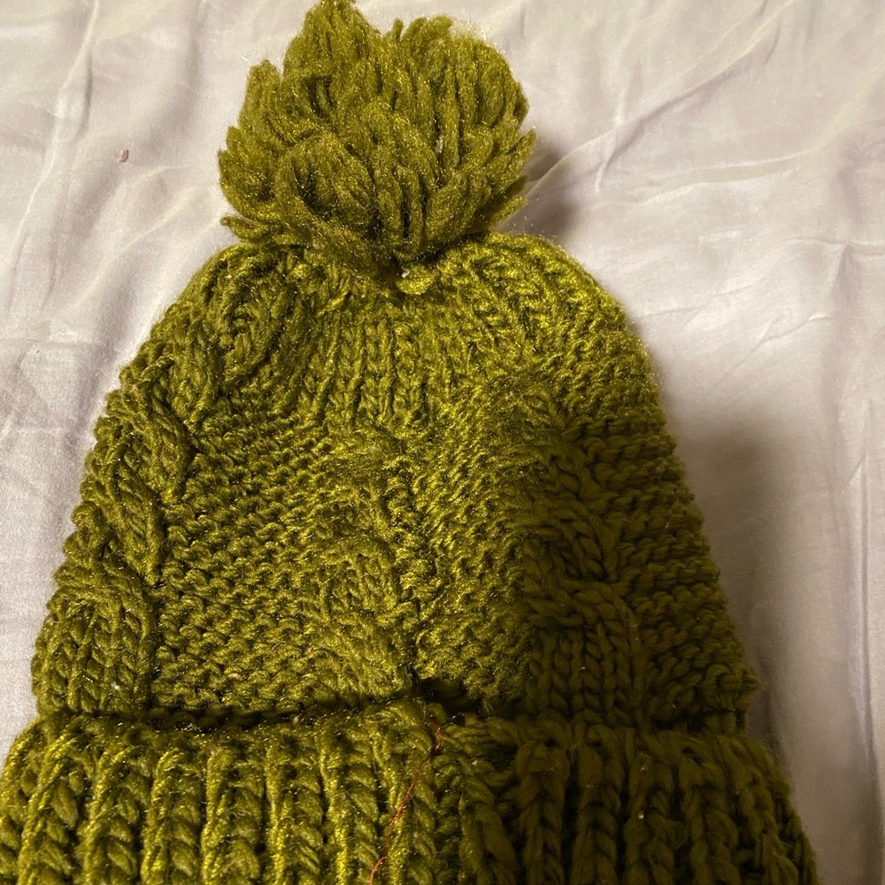 Olive crotchet beanie
